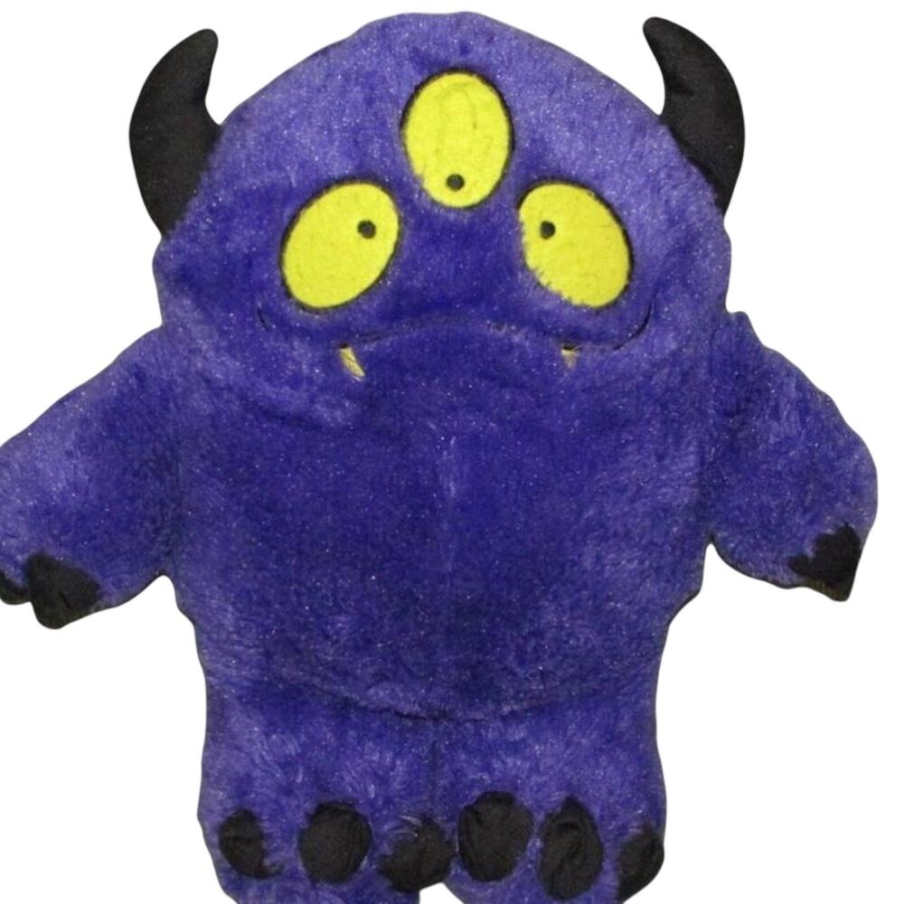 Super Cute! Gumbo 3 Eyed Purple Faux Fur Monster Horns Plush Plushie Kidcore